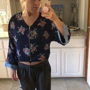 Floral Long Sleeve Crop Top